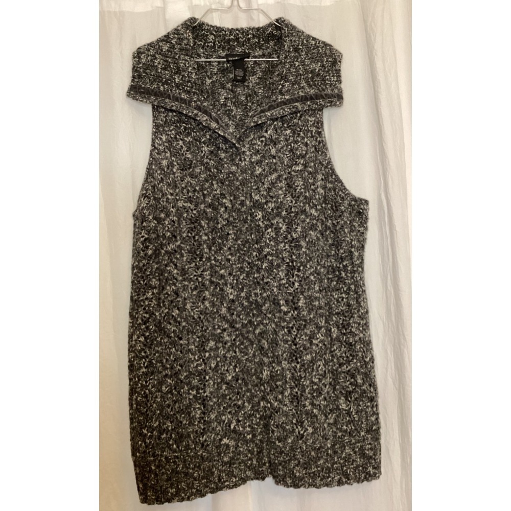 Lane Bryant Knit Snap Front Vest Black White Grey Plus Size 18/20
